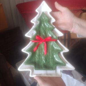 Hallmark Green and Red Christmas Tree Platter